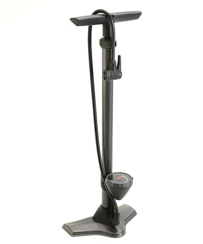 MVTEK Pompa WIND. Pompa per bicicletta 160psi (11Bar). Pompa bicicletta doppio raccordo PRESTA SCHRADER DUNLOP. Pompa bici in acciaio, manico in nylon, manometro 2,5''. Gonfiatore bici nero.