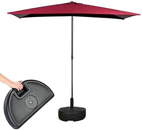 Demi-parasol rectangulaire de 2,4 m, parasol de jardin, parasol mural avec base réglable en hauteur, idéal pour les petits espaces et la vie en plein air