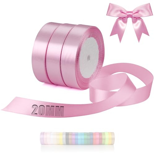 TXXATX 66m Schleifenband Rosa Satinband Deko 20mm Geschenkband Breit | Ribbon Band Rosa, für Hochzeit, Stoff Geschenk, Taufe, Geburtstag, Geschenkverpackung, Weihnachtstischdeko