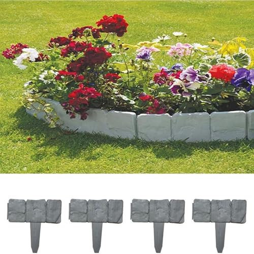 simpa Dark Grey Plastic Cobbled Stone Style Decorative Lawn Edging Border. Pack of 20 panels 5M Full Length