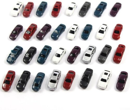 Modelleisenbahn Bausatz mit 50 Autos im Maßstab Z passend für LKW Schiffe