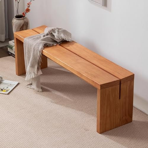 Farmhouse Holzbank für den Eingangsbereich, Esstisch, rustikale Bettbank, Innenmöbel für Schlafzimmer, Küche, Esszimmer, Foyer, Flur, schmales Design, Holzfarbe, 180 cm
