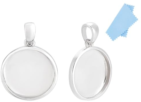 UNICRAFTALE 2 Stück 925 Sterling Silber Anhänger Cabochon Runder Anhänger Mit Silbernem Poliertuch Basis Set Für Halsketten Schmuckherstellung