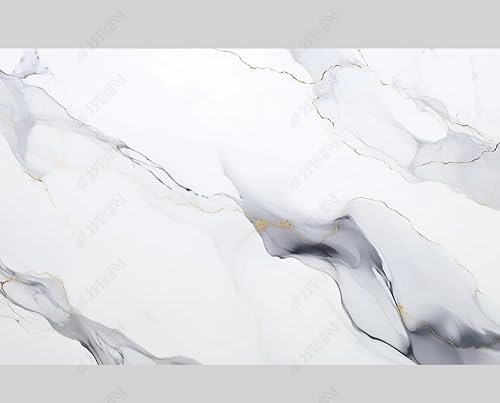 MZOwallpaper Papier Peint Intissé Marbrage Blanc Poster Tableaux Muraux Tapisserie Photo Trompe L'Oeil Salon Chambre Art Mural 400Cm(L) X280Cm(H)
