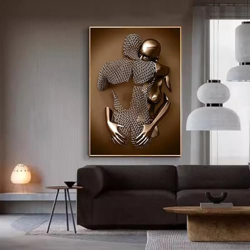 KIYXPWLZQ Metall Figur Statue Poster Druck Romantisch Abstrakt Liebhaber Leinwand Gemälde Wandkunst Bilder Für Raum Home Decoration50X70Cm Rahmenlos