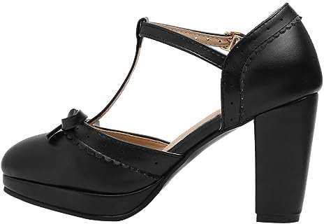 BESTYASH Women's Chunky Heel Sandals Bow Knot, Black Platform Peep Toe Shoes, Spring and 's High-Heeled Footwear, Size 36, Waterproof Design for Casual Wear