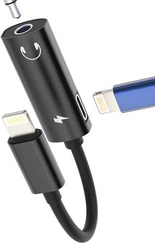 Adaptador Lightning a Jack 3.5mm 2en1 para iPhone 14 Pro MAX Auriculares Audio Cargador Conector para Apple Cable Auxiliar Headphones para iPad Clavija Convertidor Charger Conectores Accesorios Coche
