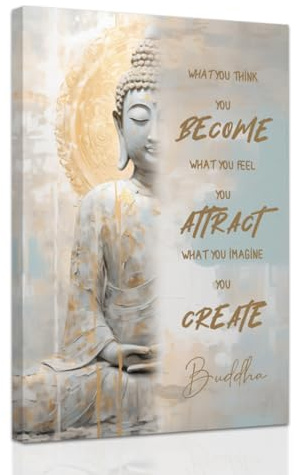 ZXHYWYM Buddhistische motivierende Wanddekoration Buddha Zitate Leinwandbilder Zen Badezimmer Gemälde Spa Kunstdrucke für Yoga Raum Büro Dekor gerahmt (30 x 45 cms)