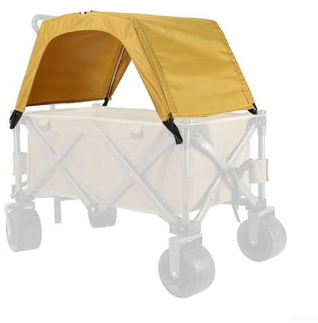 Awning Canopy Folding Beach Wagon Sun Shade Cover, Camping Collapsible Beach Wagon Attachment for Trolley Cart For Camping, Picnicking, Fishing(yellow)