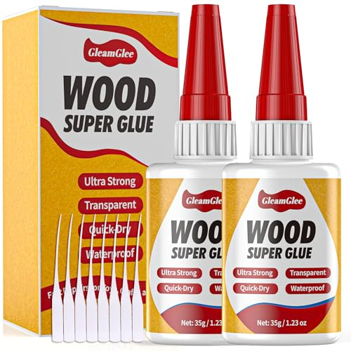 Super Glue for Wood 35gx 2 Pack, Ultra Strong Waterproof Clear Adhesive | Fast-Drying Wood Adhesive for Furniture, Wood Joints, Carpentry, Crafts, Metal, Plastic, Ceramic & More