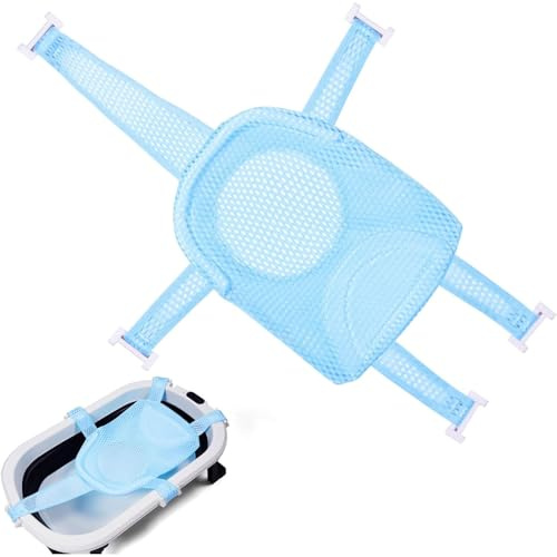 Inserto per vasca da bagno con rete regolabile, antiscivolo per vasca da bagno, sedile antiscivolo con rete regolabile per vasca da bagno, cuscino regolabile, 5 angoli blu