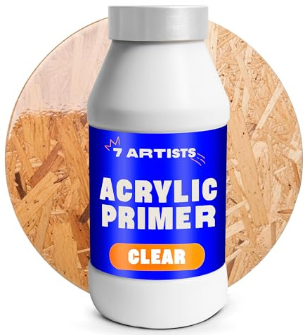 7 Artists Acrylic Primer Klar 1000 ml – Acryl Gesso Grundierung für Leinwand, Holz, Papier, Stein | Primer Acryl Grundfarben | Acrylic Gesso für Acrylfarben, Ölfarben, Aquarellfarben