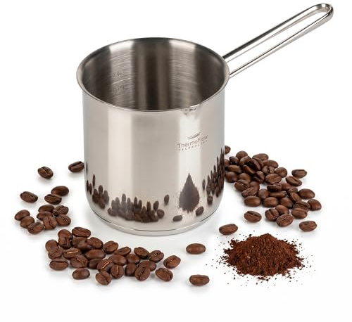 ROSMARINO Stainless Steel Induction Mocha Pot 1225 ml - Model - 2025 - Modern Turkish Cezve Coffee Pot with 3-Layer Steel Base (1225 ml)