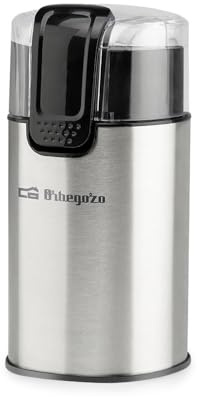Molinillo de café Orbegozo MO 3500, 150 W, cuchilla, cuenco y cuerpo de acero inoxidable.