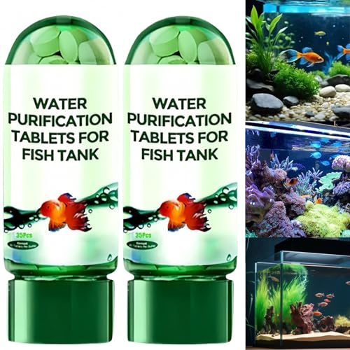 2*35Pcs Powerful Aquarium Water Purification Tablet,Fish Tank Cleaner and Algae Remover,Quick Water Clarification for Home Aquariums,Portable Fish-Friendly Water Treatment,Maintain Clean&Clear Water