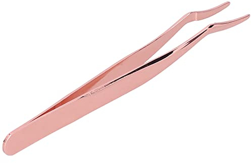 ZJchao Ögonfranspincett, Krökt Lösögonfransapplikator i Rostfritt Stål med Breddat Handtag för Lätt Grepp, Säkert Mjukt Huvud för ögonfransförlängning (Roséguld (klibbig påse))