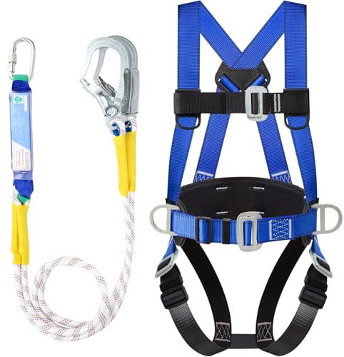 Xnqelerate Sicherheitsgurt, Klettergurt Herren, Absturzsicherung Dachdecker, Fallschutz Sicherheitsgurt, Kletterausrüstung Set - 6 Hochfeste Tragende D-Ringe aus Legiertem Stahl Konstruktionsgurt