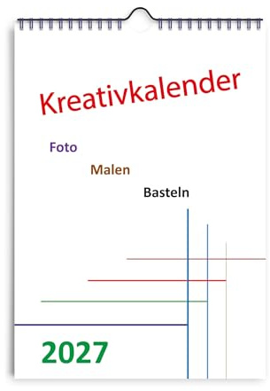 Bastelkalender 2027 DIN A4 Hochformat zum Basteln und Selbstgestalten DIY (Weiß)