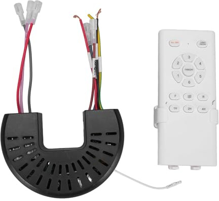 Dioche Kit Ricevitore di Controllo Kit Telecomando per Luce Ventilatore da Soffitto a Frequenza Variabile DC, Telecomando Universale per Ventilatore da Soffitto a 6 velocità e Ricevitore a Forma di