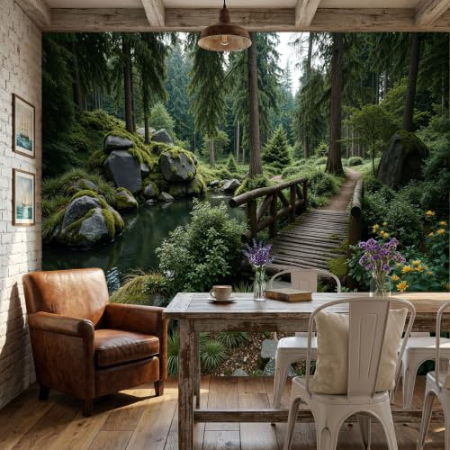WunM Studio Papel Pintado selva,Fotomural XXL Rochers du paysage naturel,Papel Pintado No Tejido No Autoadhesivo, Decoración de Pared para Salón Dormitorio, Cola No Incluida,300x210cm