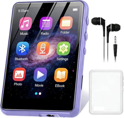 128GB MP3 Player with Bluetooth 5.4, 2.4 inch Full Touchscreen Portable Music Player HiFi Lossless Digital Audio Player with Speaker, FM Radio, E-Book, Earphones Included