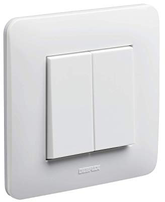 Interrupteur va et vient - Prises electriques Standard - Prise extra plate - Prise murale - Interrupteur va et vient sans Fil - Prise murale - Debflex - Gamme Casual Double Va Et Vient - Blanc Brillant
