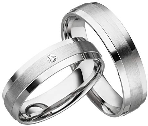 JC Eheringe Verlobungsringe Trauringe Freundschaftsringe Silber 925 Sterling * inkl. GRATIS Etui und Zirkonia Steine S046