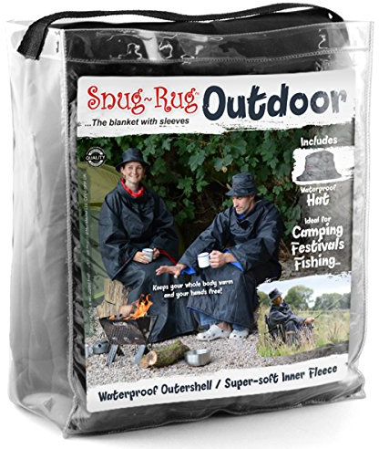Snug Rug Outdoor Waterproof Blanket with Sleeves, Black and Blue, 168 x 137 cm