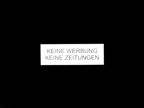 Gravurheim Briefkastenschild Türschild individuelle Gravur Name | selbstklebend - personalisiert | Kunststoff - Plastik | viele Farben und Größen (Keine Werbung Keine Zeitungen, Weiß-Schwarz)