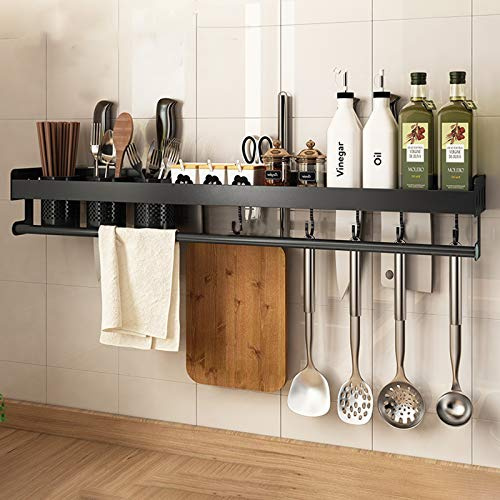 ZHXY Portautensili Cucina Coltelli, Barra Porta spezie da Parete,Organizer Alluminio, per corridoio Bagno, Nero