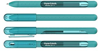 Newell Brands 4x Bolígrafos de gel con tapa Paper Mate InkJoy, colores surtidos 0.7mm de punta media, punta de tinta para colorear para adultos (Cian)
