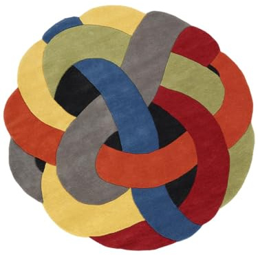 RugVista Colorful Knot Kinderteppich, 100 x 100 cm, Mehrfarbig | Moderne, Niedriger Stapel, Nur chemische Reinigung, Oeko-Tex 100, Ohne gefährliche Chemikalien, Kinderzimmer