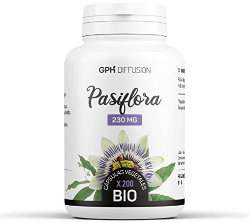 Pasiflora Orgánica parte aerea (Passiflora incarnata) - 230 mg - Relajación, Sueño - 200 cápsulas vegetales - Formula Pura y Natural