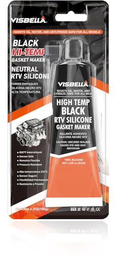 Visbella High Temperature RTV Silicone Gasket Maker, Sealed Oil Resistant Waterproof Quick Dry Liquid for Bonding Internal Combustion, Steam Turbines, Automotive Engine Parts 3.7OZ (BLACK)