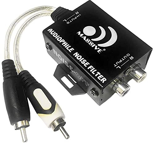 Massive Audio Noise Off Inline RCA Noise Filter | Eliminates Ground Loop & Alternator Whine, Car Audio RCA Line Isolator for Amplifiers, Stereos & Subwoofers