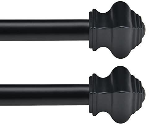 Thestoa Splicing Curtain Rods for Windows 30-46 Inch, 5/8 Diameter Black Curtain Rods 2 pack for Bedroom, Living Room, Outdoor