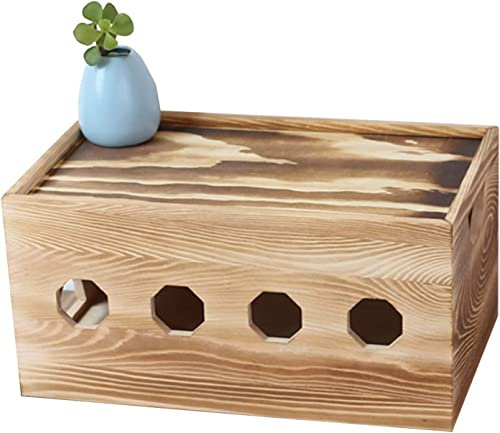 5 sizes for TV Computer Cable Tidy Box, Wood Cable Organizer Box, Wood Power Strip Storage Box, For Usb Hub Ventilation To Hide Wires Power Strips Cable Organizer ( Color : Burnt Wood Color , Size : 3