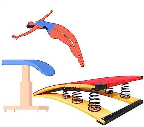 RENLXFI Adult Gymnastics Springboard, Heavy Duty Pro Curved Spring Board Elastic Ramp, Sportgeräte für Voltigieren Training oderTeens Backflip High Jump