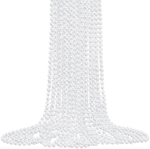 12 Pack Faux Pearl Necklace Bulk Long Pearl Women's Jewelry 1920s White Pearl Party Favors Wedding Bridal Shower Tea Birthday Decorations