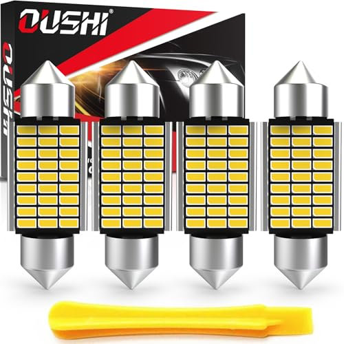 OUSHI Festoon C5W LED Bombillas LED 36mm 1.42inch, Canbus 12V 6000K Blanco Super Brillante 6418 6461 6451 Luces Interiores y de Matrícula Sin Polaridad (4 Unid)