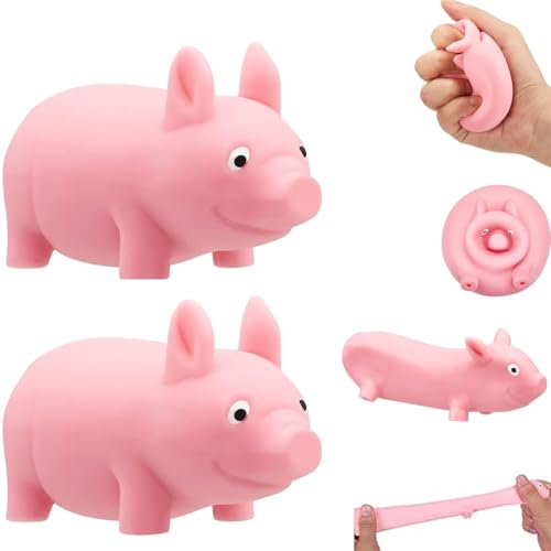 Schwein Stress Spielzeug 2 Stück, Schweine Quetschspielzeug, Kreatives Dekompressions Rosa Schweinchen Spielzeug, Stressspielzeug Schwein, Anti Stress Spielzeug für Erwachsene und Kinder