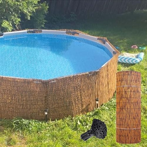 Générique Brise Vue en Roseau Clôture en Bambou Naturel pour Exterieur Piscine Terrasse Balcon Jardin Rouleaux De Clôture D'intimité Cloture en Roseau Facile à Installer(140cmx500cm)