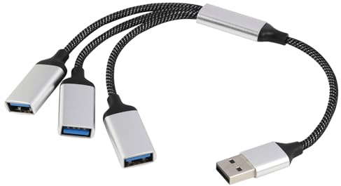 Wvxilyr Divisor USB 2.0 1 a 3, USB Splitter, Adaptador USB C a USB, Hub Adaptador de Carga y Extensión de Puerto para Laptop, PC, Soporta Transferencia de Datos hasta 480 Mbps y Carga hasta 1,5A
