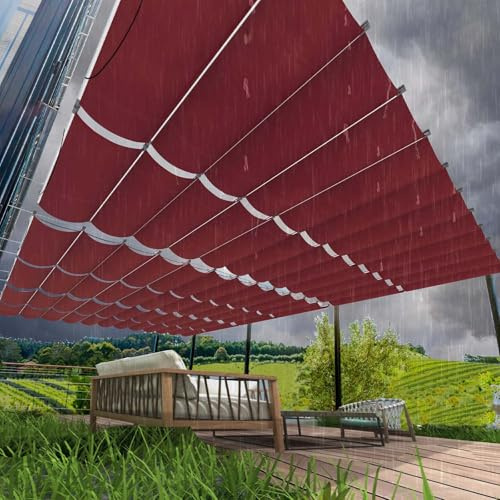 Auvent ondulé rétractable sur mesure – Pare-soleil résistant aux UV et aux intempéries – Sans perçage – Résistant aux déchirures – Avec œillets et corde – Pour balcon, pergola et jardin – Protection