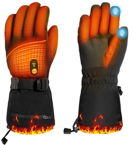 Minthouz Beheizbare Handschuhe für Damen Herren, 7.4V 3000 mAh Beheizbare Handschuhe mit Akku mit 6 Lagiger Schale, 3 Heizstufen, Touchscreen für Pendeln, Autofahren und Outdoor Sport