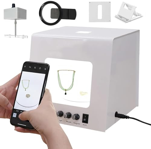 Professionelles Lichtzelt für die Fotografie – Tragbare LED-Foto-Lichtbox, Softbox, dimmbarer Drehteller – LED-Fotografie-Lichtbox zum Platzieren/Aufhängen von Produktfotos(M)