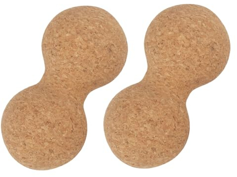 INOOMP 2pezzi Palline di Sughero per Massaggi Rullo Massaggiante Ergonomico Forma Nocciola per Terapia dei Tessuti Profondi Strumento Manuale per Rilassamento di Schiena e Collo Compatto