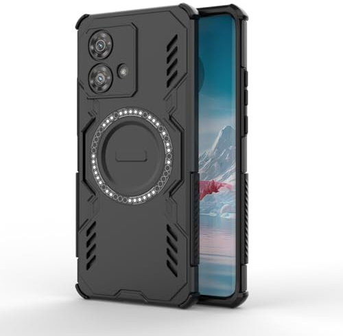 HAFFAN Funda Carcasa para Motorola Moto Edge 40 Neo (6.55 Inches) Armadura Antigolpe Slim Protectora, Silicona Magnética, 360 Bumper, Carga Inalámbrica - Negro