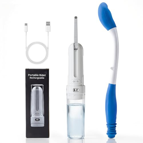 Portable Bidet Wiper Tool Set - Hygienic Handheld Sprayer With Foldable Toilet Wiping Aids for Travel Hiking Camping Superior Sanitation Over Standalone Bidets On-The-Go Personal Cleansing - White