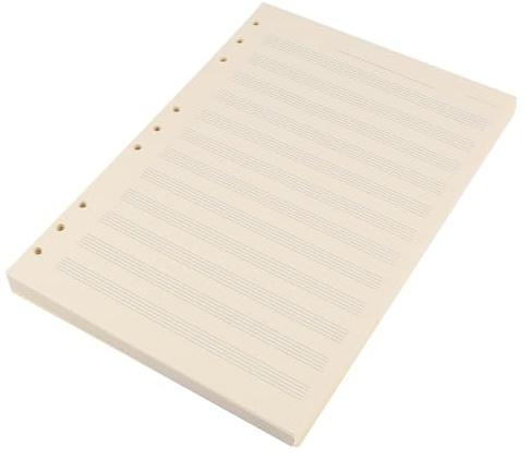 BIUDECO Musikmanuskriptpapier Nachfüllpackung mit 2mm Abstand und 12 Reihen 100 Blatt Weiß Langlebiges Papier ohne Fusseln für Schüler und Musiker